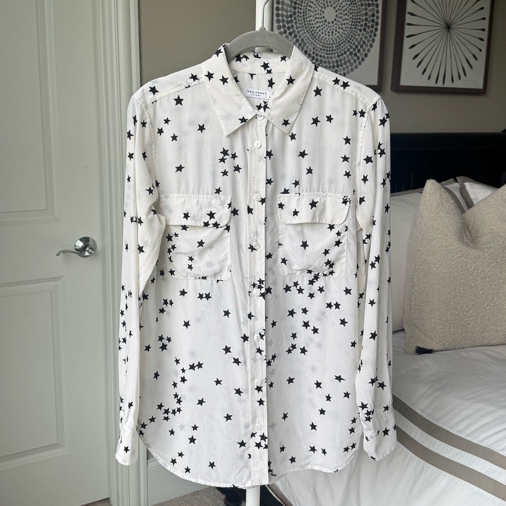 Equipment Slim Signature Silk Shirt in Starry Night - Picture 4 of 7